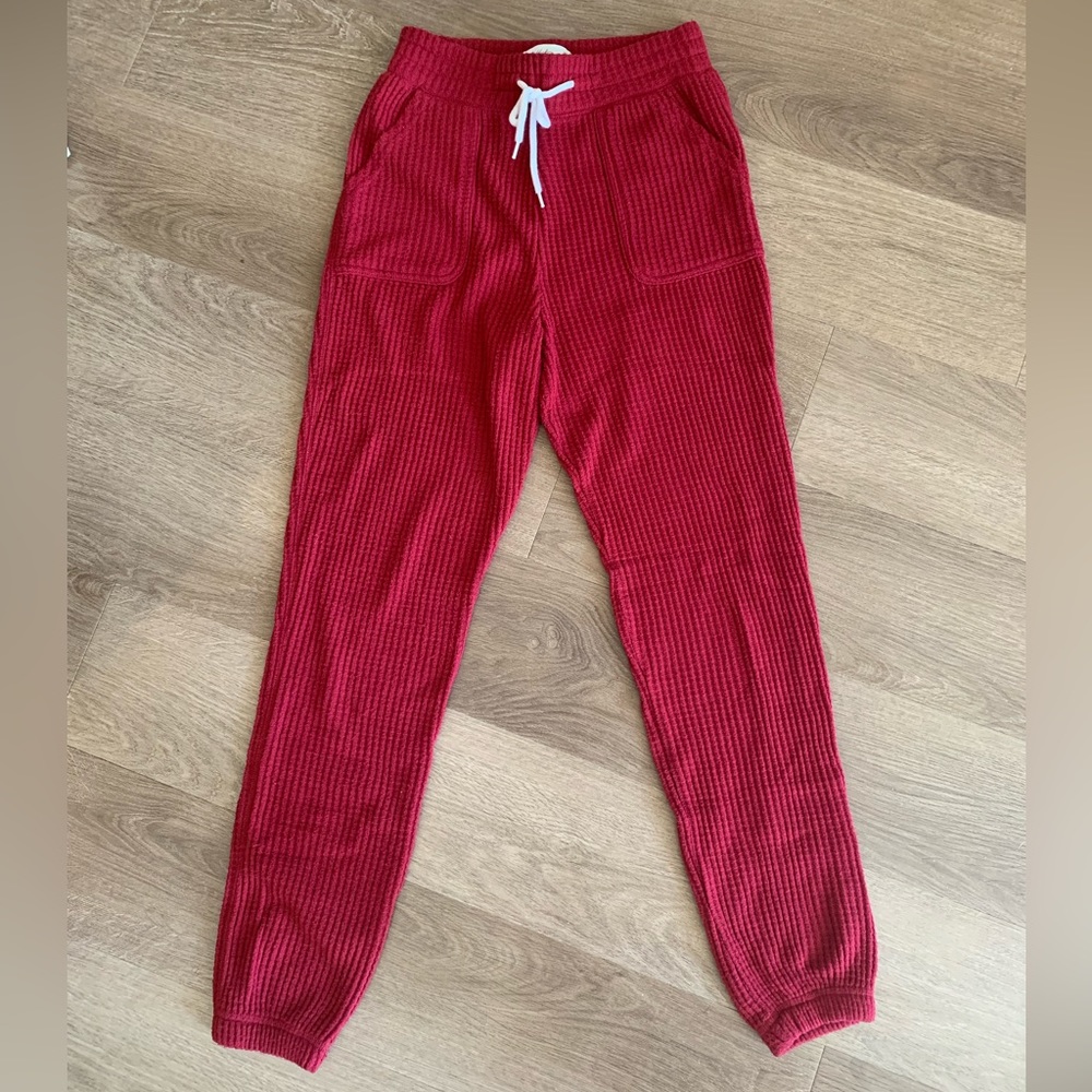 Hollister Gilly Hicks Red Waffle Joggers, Size XS